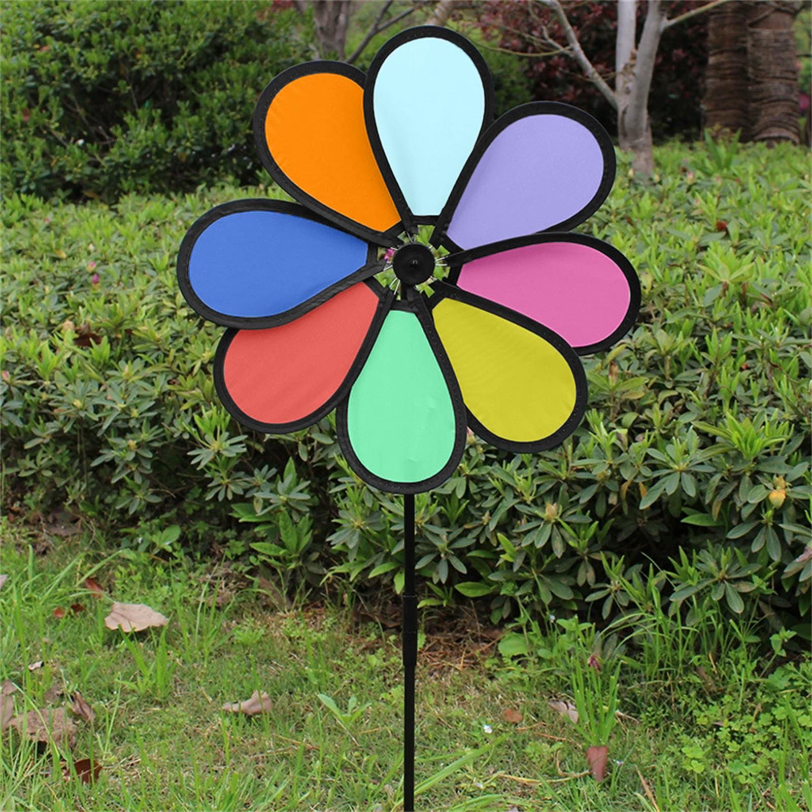 Colorful Flower Wind Spinner for Outdoor Decoration, Durable Garden Yard Ornament, Easy Assembly, Weather-Resistant Design One Size