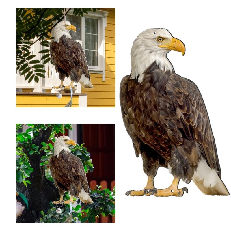 Outdoor Garden Ringing Owl Shape to Deter Birds Hanging Pendant Bird Scarer Gadget with Reflective Strap for Outdoor