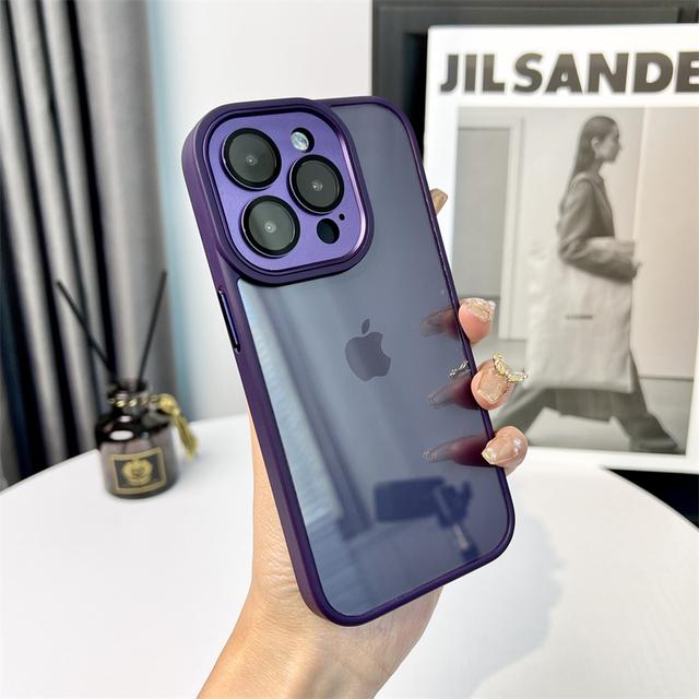 

Роскошный металлический прозрачный чехол Hd для Iphone 13 12 11 Pro Max Plus, защита объектива, противоударный гибридный защитный чехол для Iphone 14 Pro Max For iPhone 13 фиолетовый