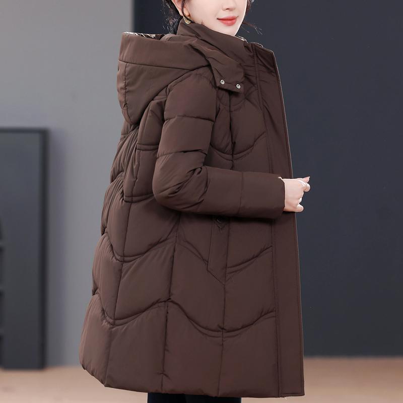 Middle Age Winter Long Coat Female Plus Size Parkas Hooded Elegant Thick Warm Woman Jackets
