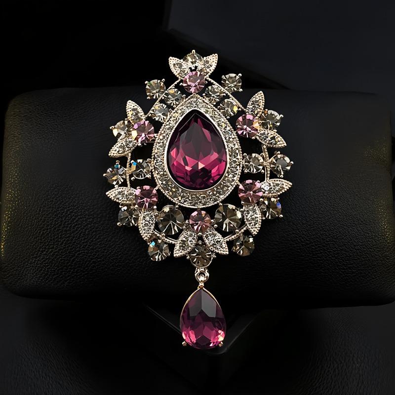 Water Drop Brooch, High-end Women's Luxury Crystal Brooch, Fashionable and Elegant Brooch