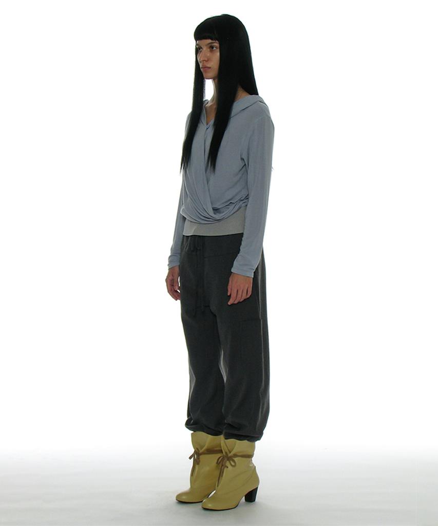 PARTIMENTO WOMEN Drawstring Rounding Slacks_Gray