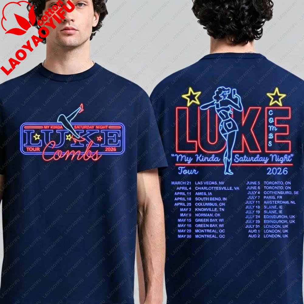 2027 Cool Luke Combs New Tour Summer Unisex's and WoUnisex's Pure Cotton T-Shirts Fan Gift Comfortable High Quality Ins Y2K