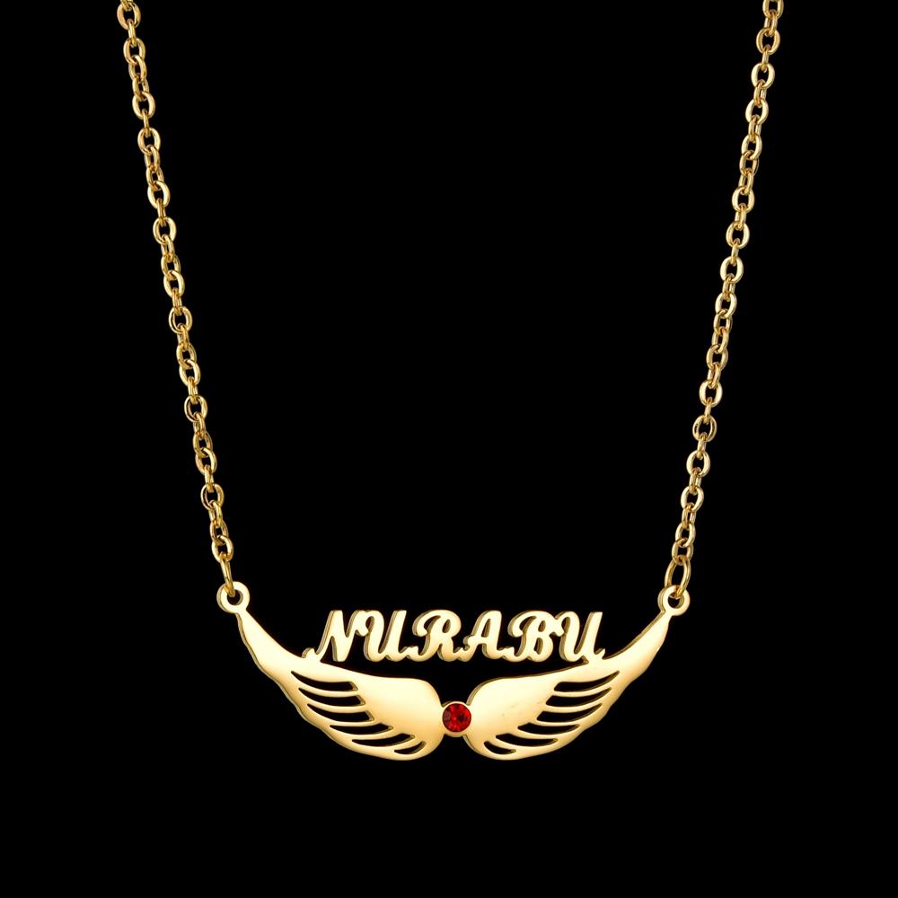 Atoztide Custom Personalized Birthday Stone Necklaces Stainless Steel Name Gold Color Necklace Jewelry Chain Pendant for Women