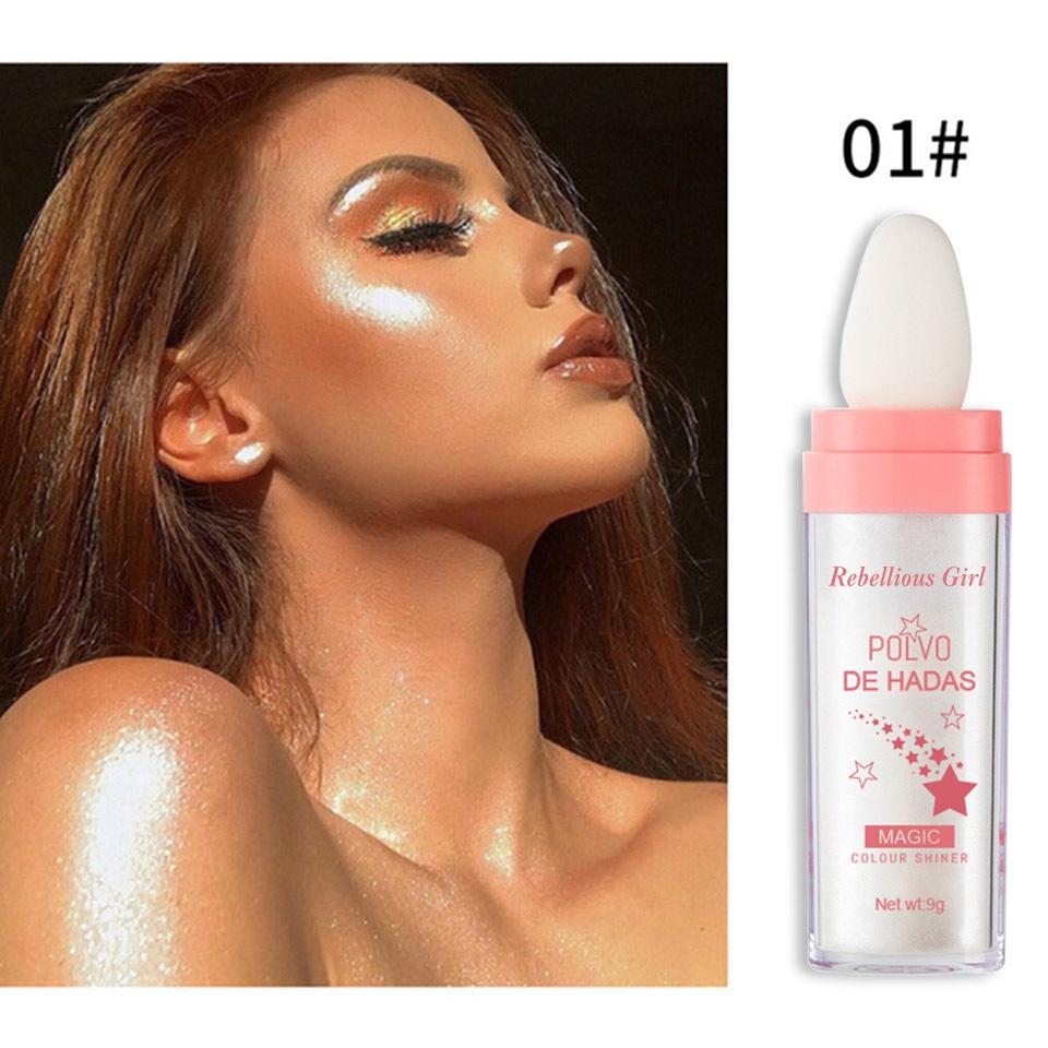 Polvere Di Fata 3Color Polvo De Hadas Highlight Da Picchiettare Polvere Brillante Silhouette Corpo Intero e Clavicola Adatto per Viso e Occhi