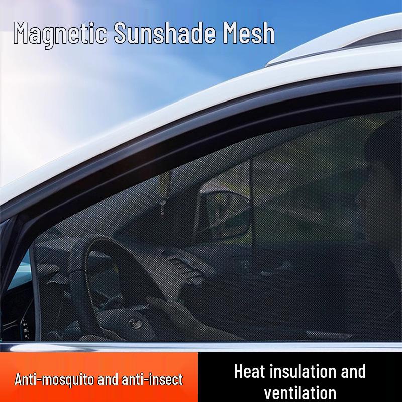 5-Piece Car Window Sunshade Set - Mesh Sun Curtain with Suction Cup Privacy Shield
