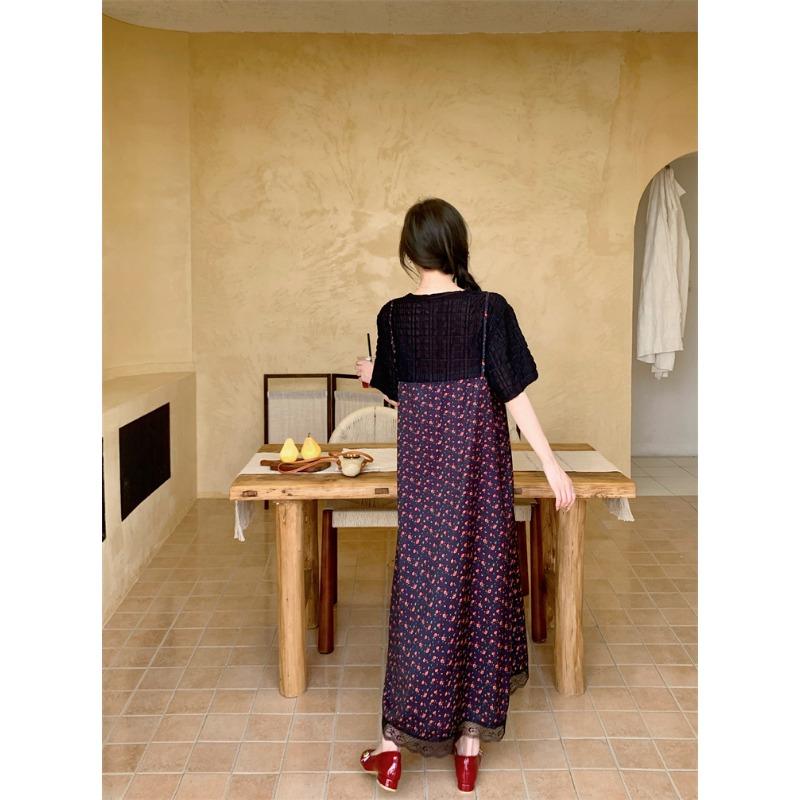 Dimanaf Women 2025 New Summer Plus Size Casual Basic Pleated Short Sleeve Oversize Polka Dot Dress Loose Long Dress