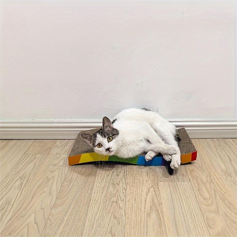1pc Durable Corrugated Cardboard Cat Scratching Post & Play Mat - Rainbow Colors, Indoor Cat Toy for Play & Claw Maintenance, Cat Interactive Toy