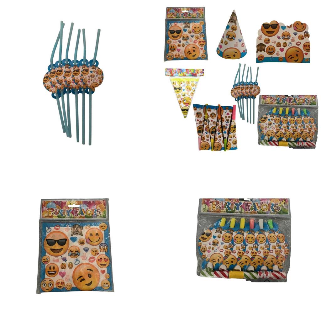 Emoji Party Tableware Set With Disposable Plates Cups Napkins And Tablecloth For Holiday Celebrations