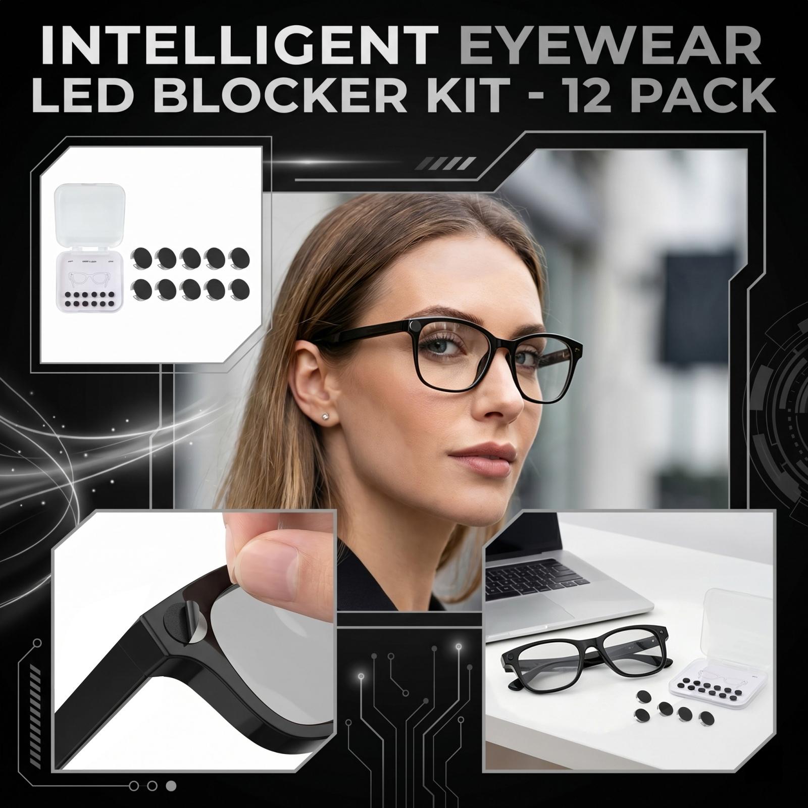 

12 Pack LED Light Blocking Covers for Smart Glasses Low Adhesion Reusable Protective Film Stickers for LED Light Shielding One Size