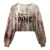 Women's Fashion Halloween Printed Navel-Exposed Long Sleeve Pullover Sweatshirt