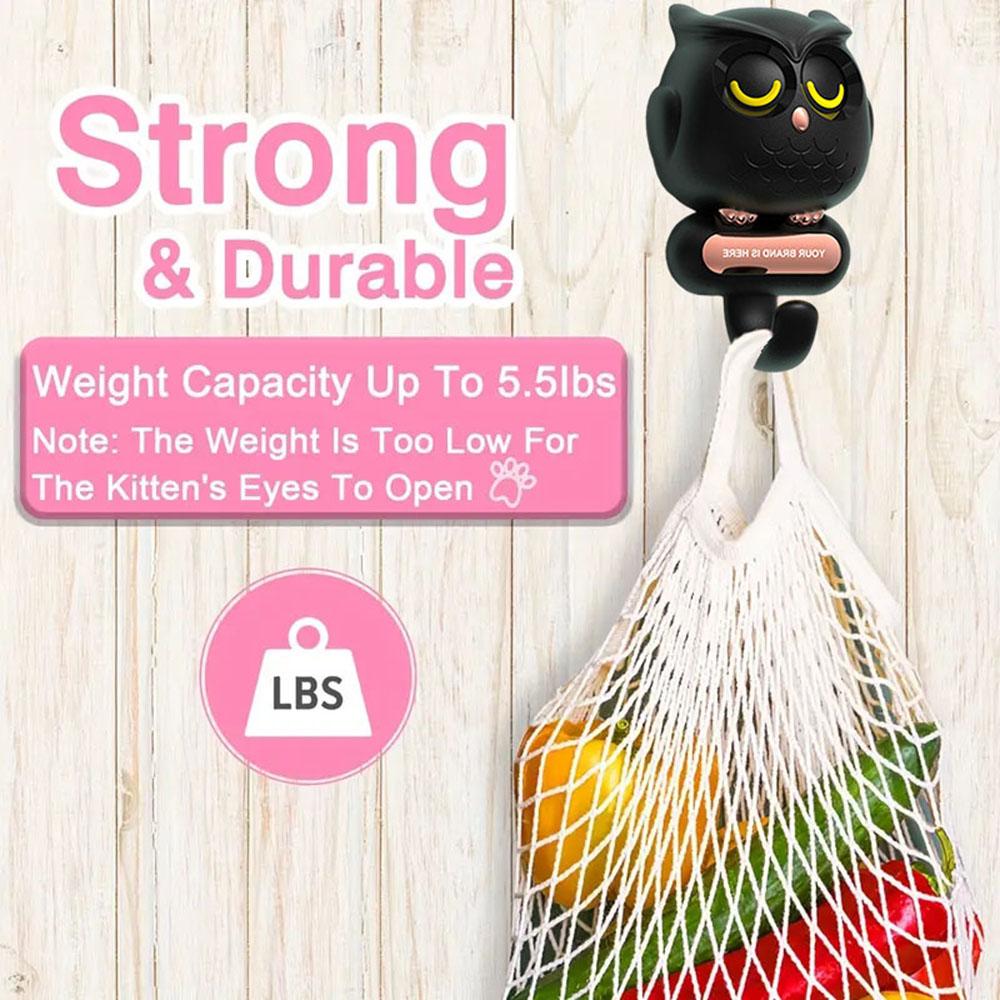 Fashion Blinking Owl-Shape Hook Multipurpose Key Chain Hanging Hook Wall Storage Rack Kitchen Bathroom Organizer