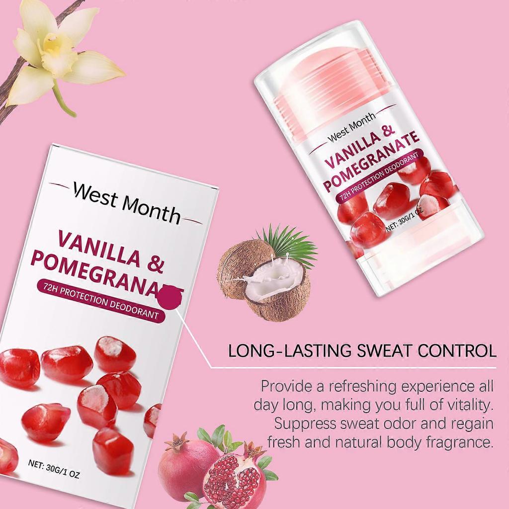 Pomegranate Body Treatment Bar - Deodorant for Underarms, Non-Sticky, Portable, Long-Lasting Fragrance