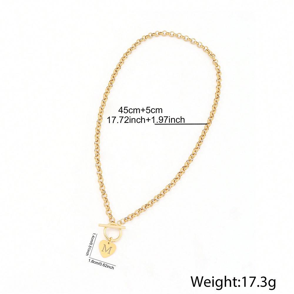Initial Heart Necklace for Women Girls, 18K Gold Plated Stainless Steel Chunky Choker Charm Necklaces Birthday Christmas Gifts