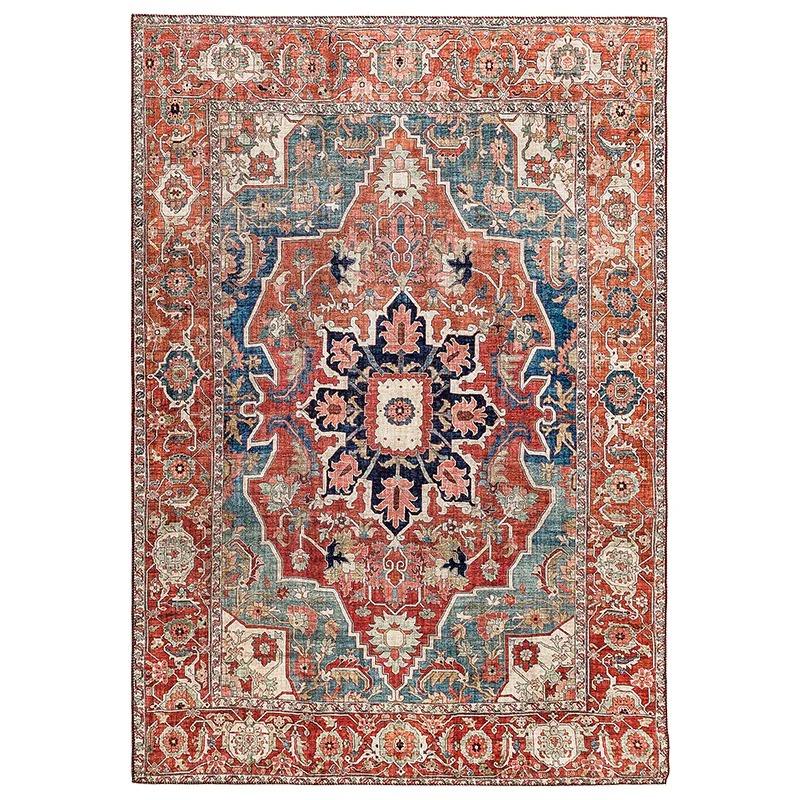 Light Luxury Vintage Living Room Carpet Coffee Tables Area Foot Mat Washable Kitchen Non-Slip Doormat Decoration Rug for Bedroom