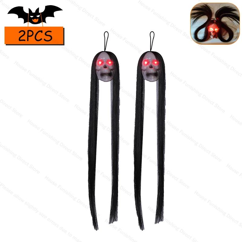 New Halloween Hanging Long Hair Ghost Skeleton LED Light-emitting Horror Skeleton Ghost Bar Haunted House Decoration Props