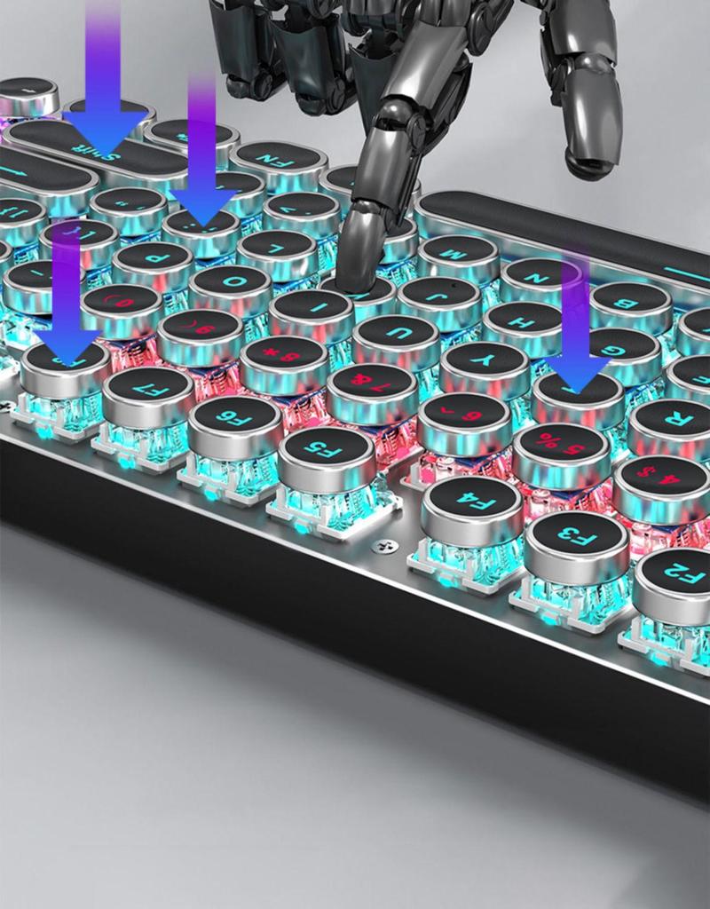 Wired TK100 Retro Steampunk Mechanical Gaming Keyboard with Blue Axis and Knob