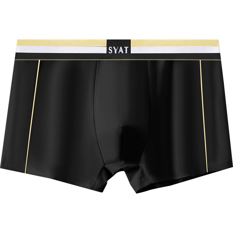 Men s Spring and Summer Trendy Pure Cotton 7A Antibacterial Comfortable Seamless Briefs L чёрный