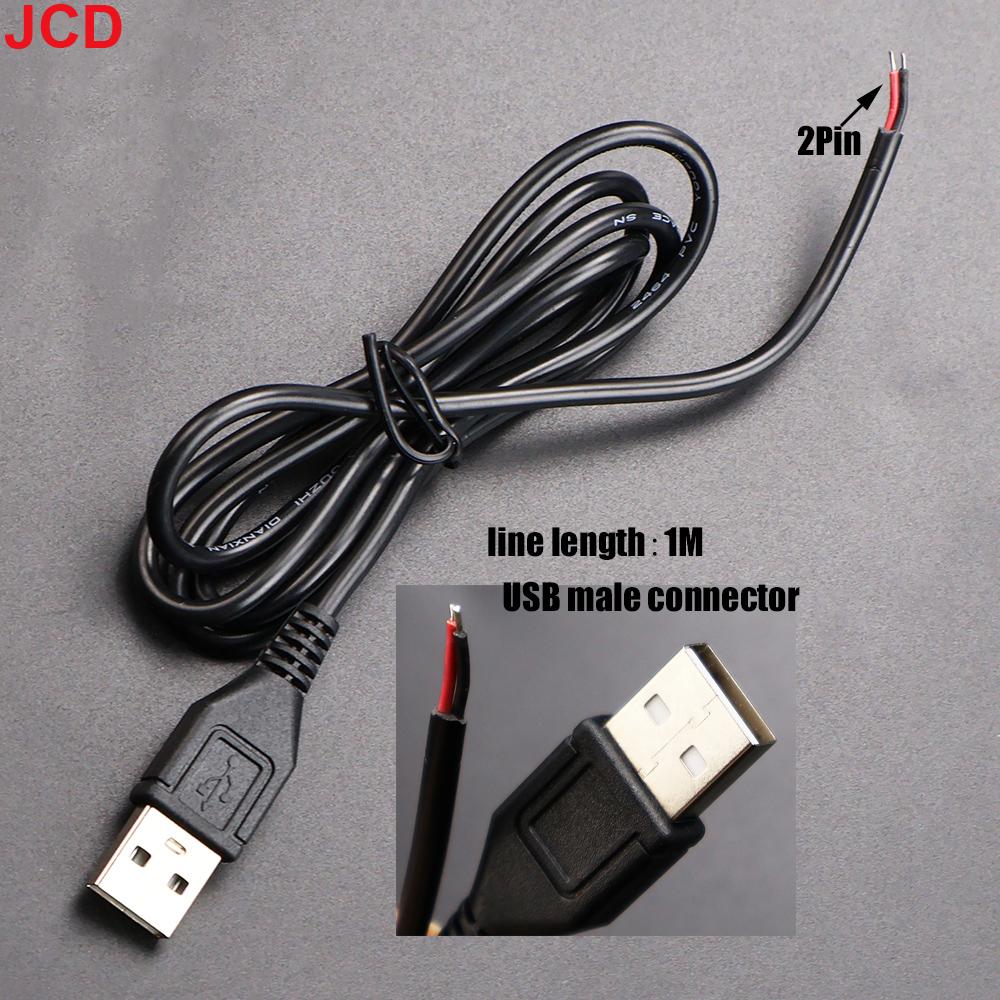 JCD 2pcs Power Supply Cable 2 Pin USB 2.0 A Female Male 4 Pin Wire Jack Charger Charging Cord Extension Connector DIY 5V Line