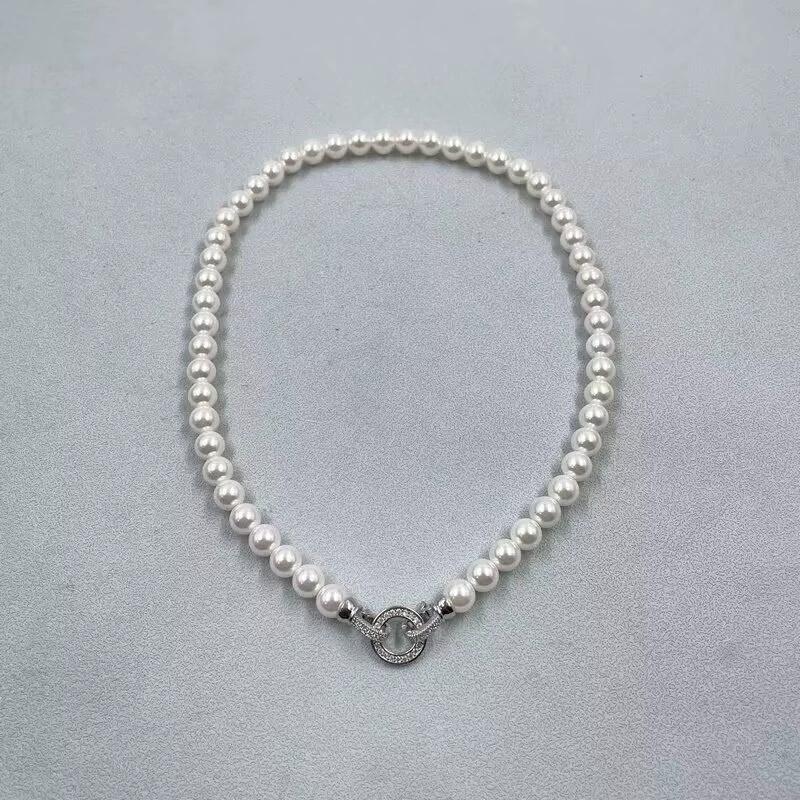 

Французское элегантное микронаборное циркониевое круглое ожерелье с имитацией жемчуга и бусинами для женщин, темпераментные украшения, милые аксессуары