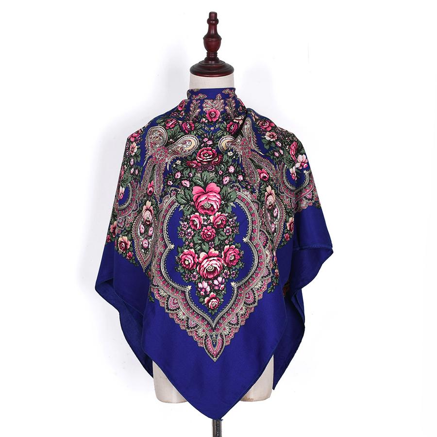 National Style Women's Large Scarf Travel Shawl Warm Air Conditioning Towel Sunscreen Wrap Xinjiang Russia Printed Scarf