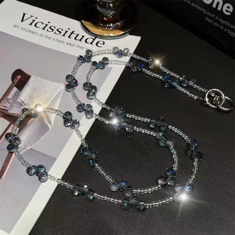 Pvc Beaded Phone Lanyard With Card Holder For Men And Women