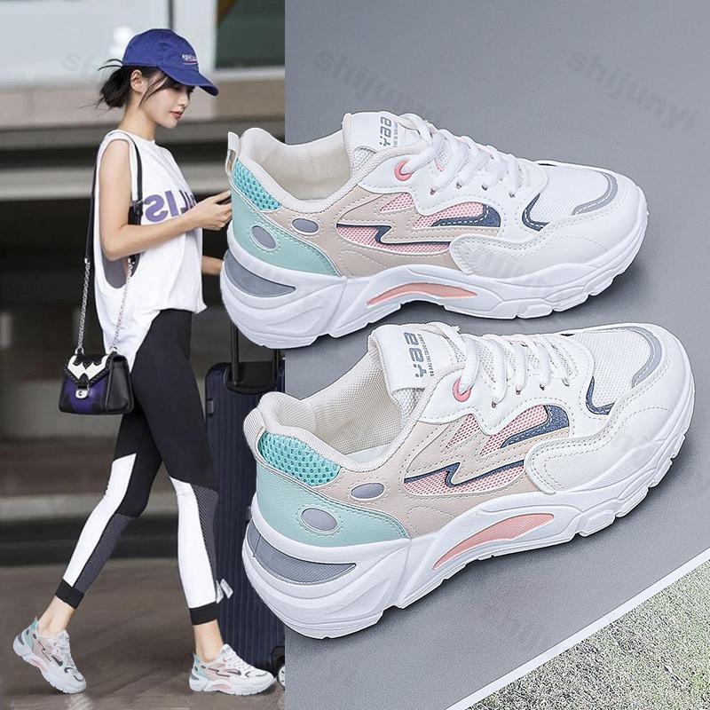 Spring 2025 Sneakers Women Platform Casual Women Shoes Lace Up Breathable Outdoor Non Slip Wear Resistant Student Running Shoes