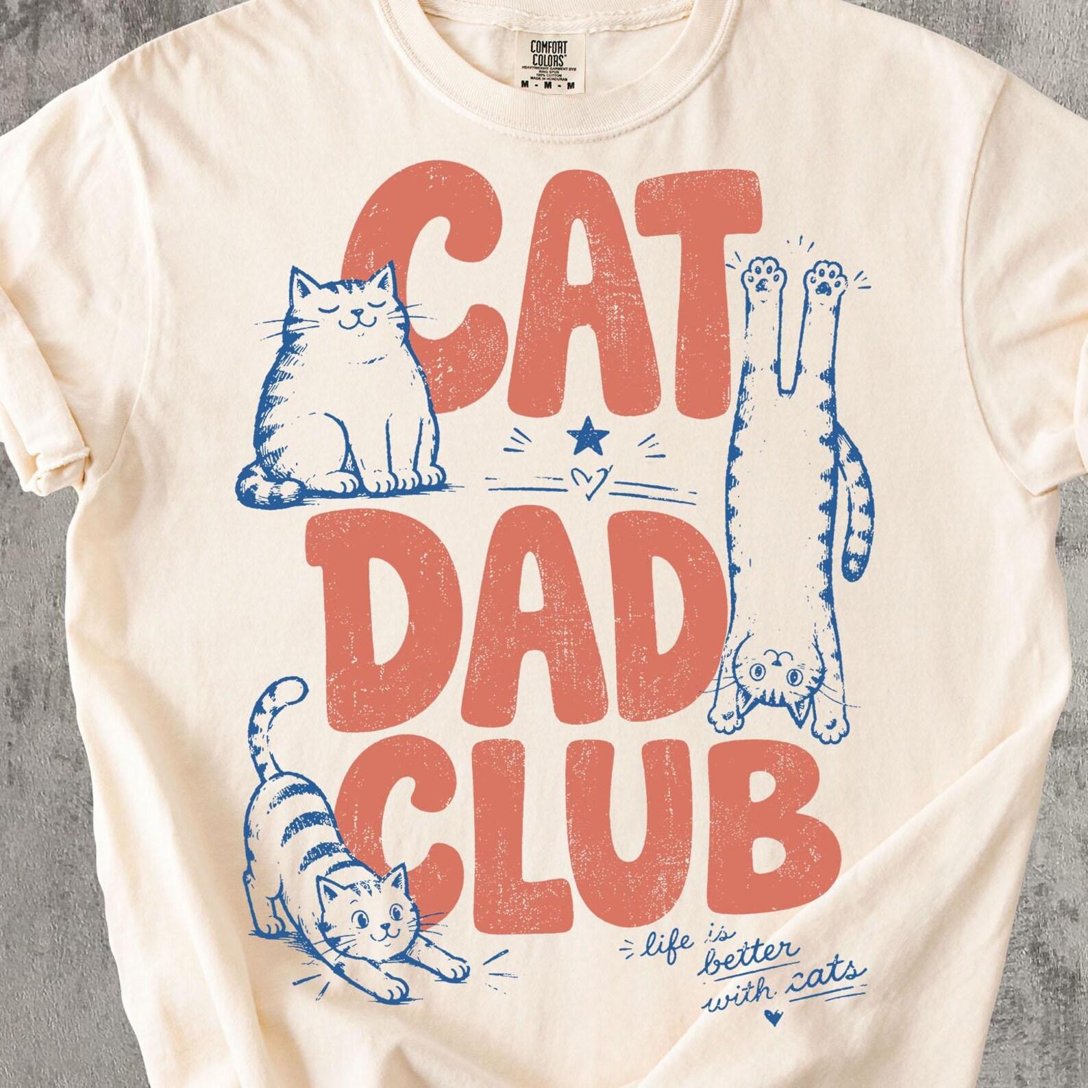 Cat Dad Club Shirt, Funny Cat Dad Tee, Cat Lover Shirt, Retro Cat Graphic Tee, Comfort Colors CaT shirt, Cute Cat Dad Gift XL