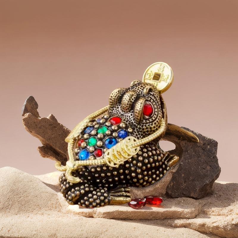 1/2Pcs Copper Money Frog Ornament Brass Money Frog Statue Feng Shui Three Legged Wealth Toad Golden Chinese Luck Figurine