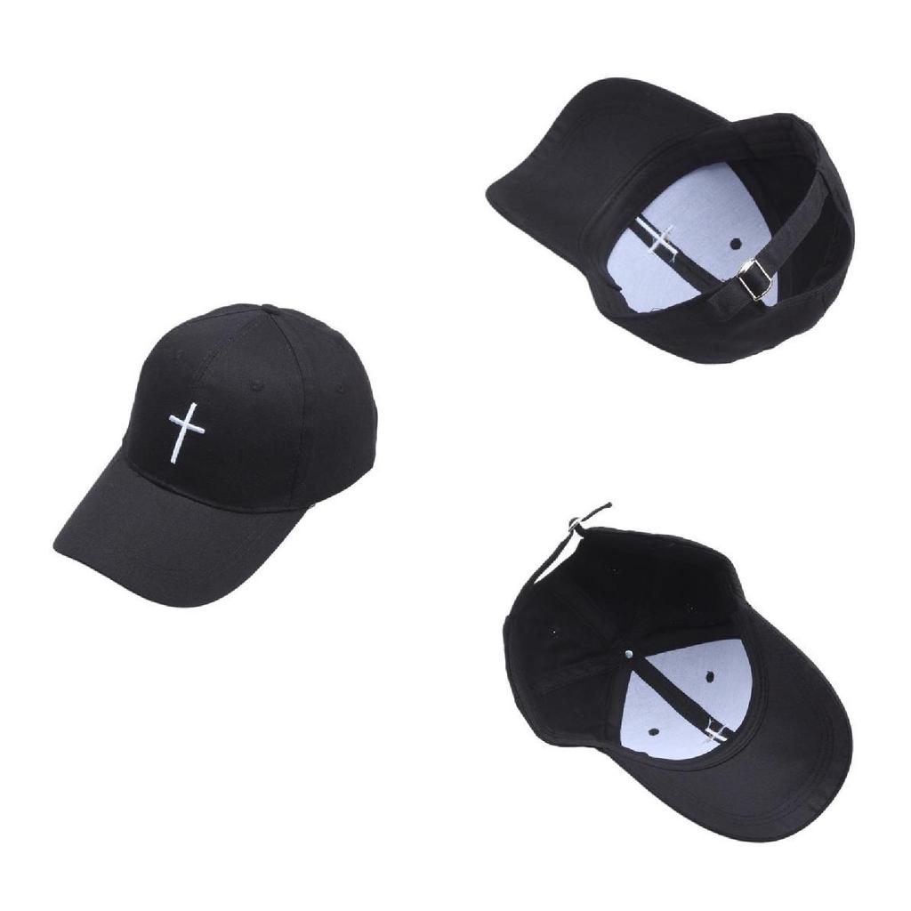 Cross Embroidery Hat With Adjustable Cotton Cap For Summer Outdoor Casual Wear