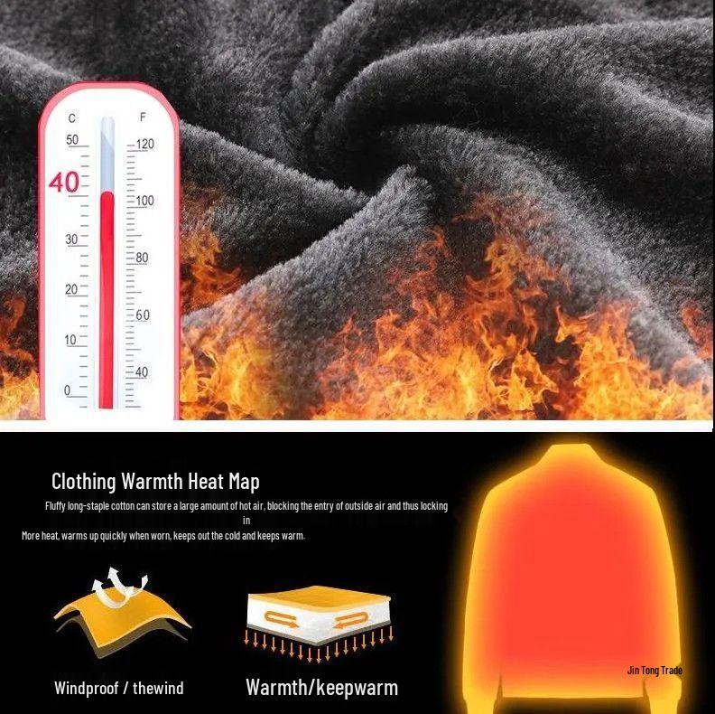 Men's Mid-Aged Full Fleece Jacket - Spring/Autumn Lapel Button Outerwear, Dad's Style Top, Grandpa's Clothing.