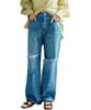 Strass Gerade Schlitz Denim Blau M [BIS] (45)