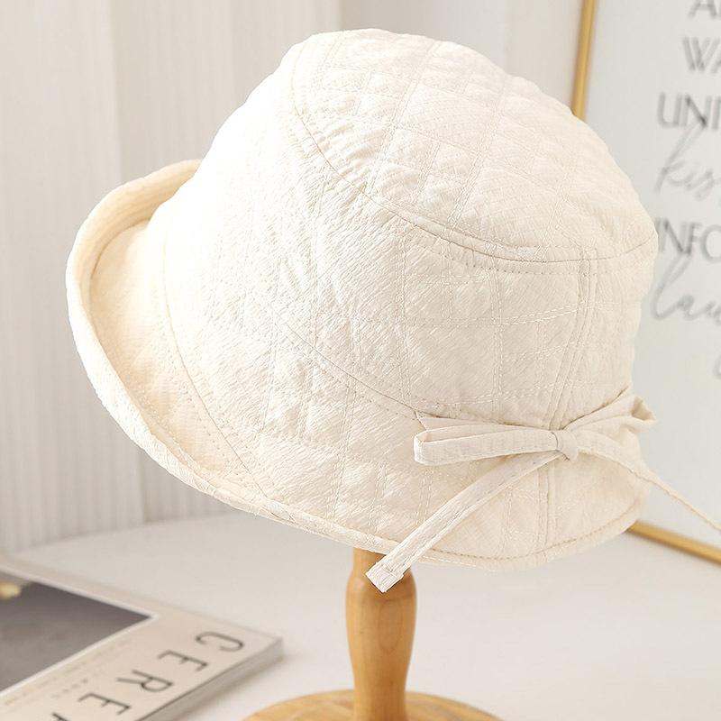 Padded bucket hat women autumn and winter travel sunscreen visor hat bow fashion versatile basin hat