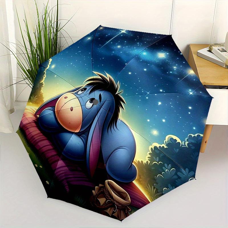 

Eeyore,Nightly Serenity Fully automatic themed umbrella - 8 ribs durable iron frame, tri-fold compact design, perfect as a gift, travel umbr