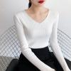 Autumn and Winter V-neck Knitted Sweater for Women Fashion Slim Fit Long Sleeve Base Pullover Sweaters Tops Ladies Elegant Solid Woman Knitwear 24978