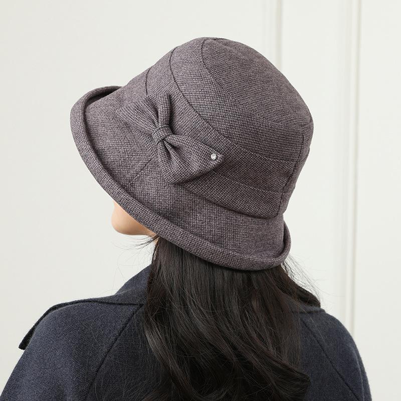 The New Women's Plaid Basin Hat In The Elderly Bucket Hat Autumn and Winter Warm Top Hat