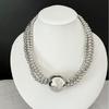 Elegant Layer Imitation Pearls Statement Necklace Large Bead Detailing For Neck Outfits