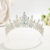 Baroque red diamond bridal crown, golden rhinestone crown, wedding toast dress headgear