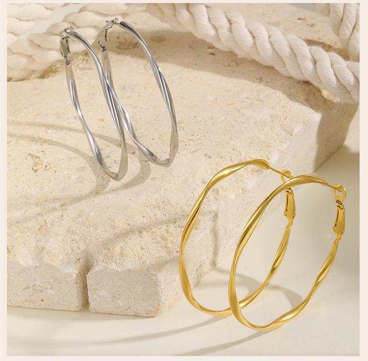 Twist Circle Hoop Earring for Women, Stainless Steel Click-Top Mobius Hoop Huggies Earring, Tarnish Nickel Free Valentine's Gift