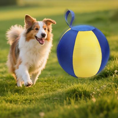 18 Inches Inflatable Calming Ball for Dogs Herding Ball with Cover Handle Tear-Resistant Dog Training Ball for Large Breeds Outdoor Active Play