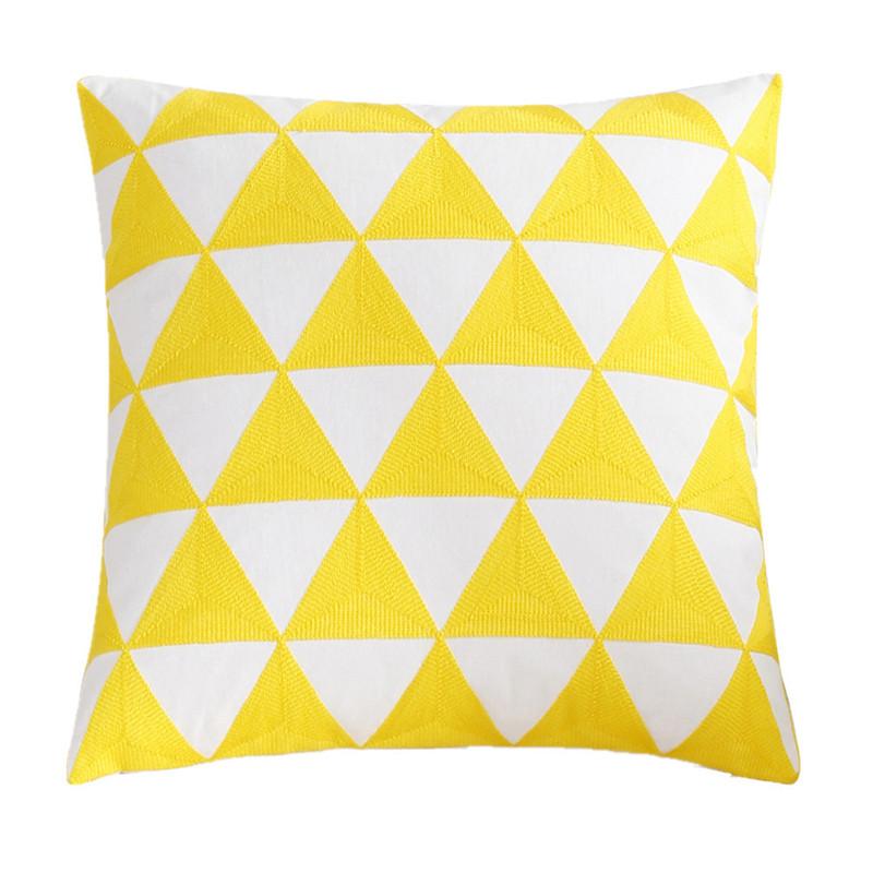 

45x45см Желтый цвет Геометрическая хлопковая вышивка Домашняя Гостиная Диван Чехол для подушки Декоративная подушка 45x45cm