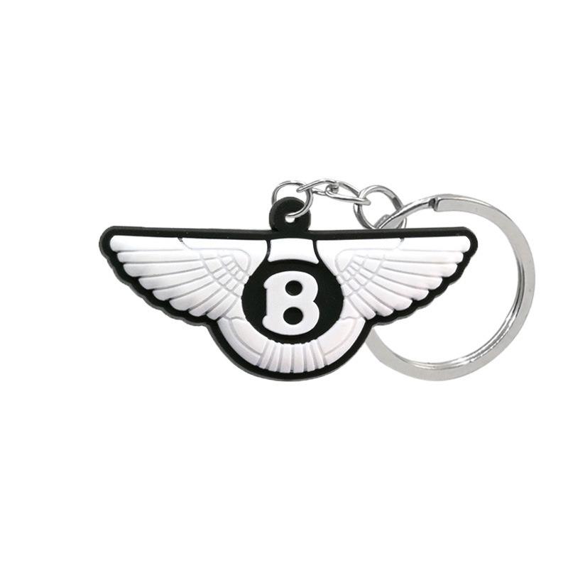 Creative 3D Soft Rubber Keychain Keyring Car Key Chain Ring For Bentley Flying Spur Continental GT Bentayga Mulsanne Accessories