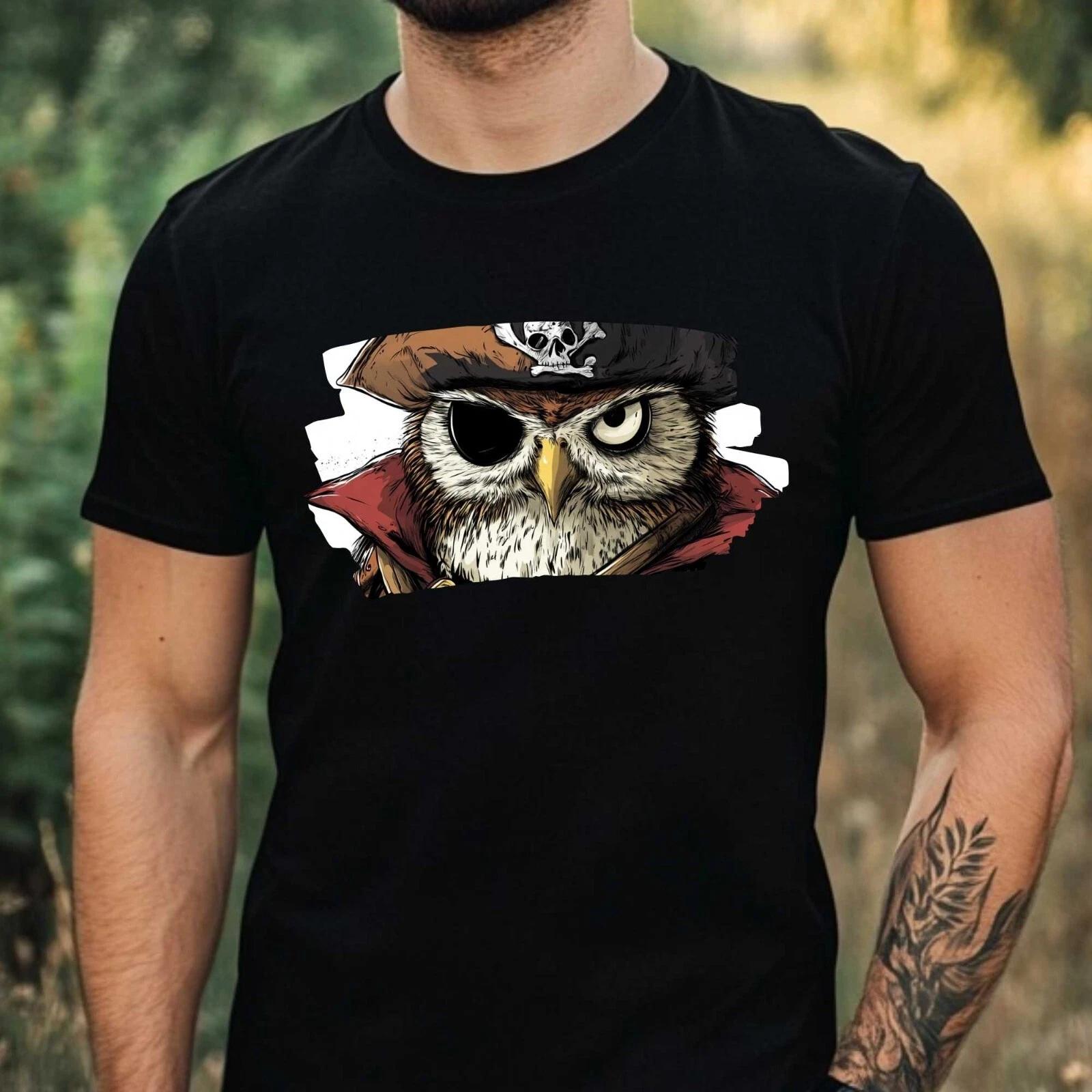 T-Shirt Herren Piraten Eule Motiv Baumwolle Größe XS bis 5XL XS