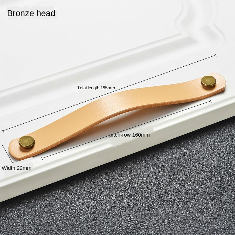 Nordic cowhide wardrobe drawer door leather handle kitchen cabinet bedroom study handle furniture children handlehandle