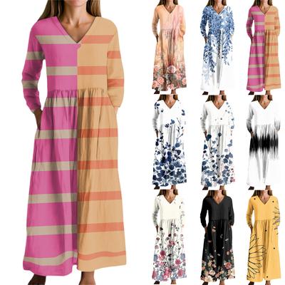 Rochie de Modă pentru Femei Primăvară Decolteu în V Rochie cu Mânecă Lungă