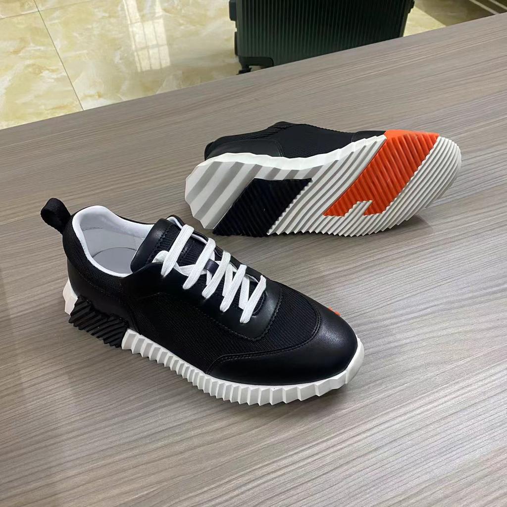 H Home Herren Leder Freizeitsneakers Schwarze Kleine Weiße Schuhe Paar Atmungsaktives Netz Herrenschuhe