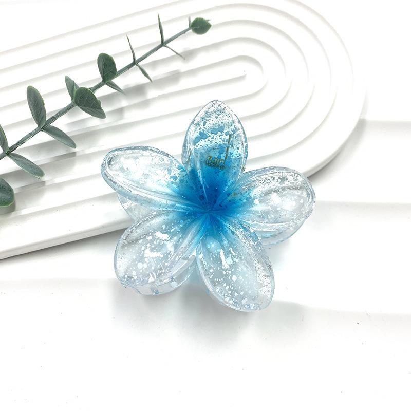 Retro Colorful Frangipani Flower Hair Claw Clip for Women