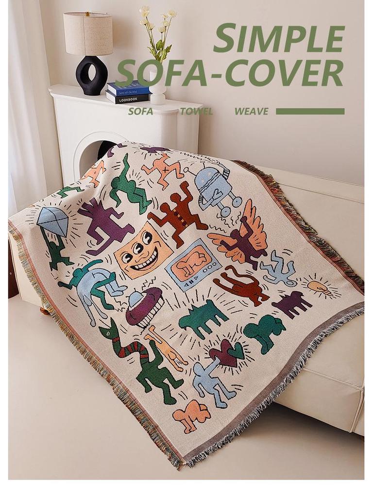 American Graffiti Sofa Towel: Stylish, Moisture-Proof Picnic Mat, Living Room Rug, Camping Blanket & Sofa Cushion Cover.