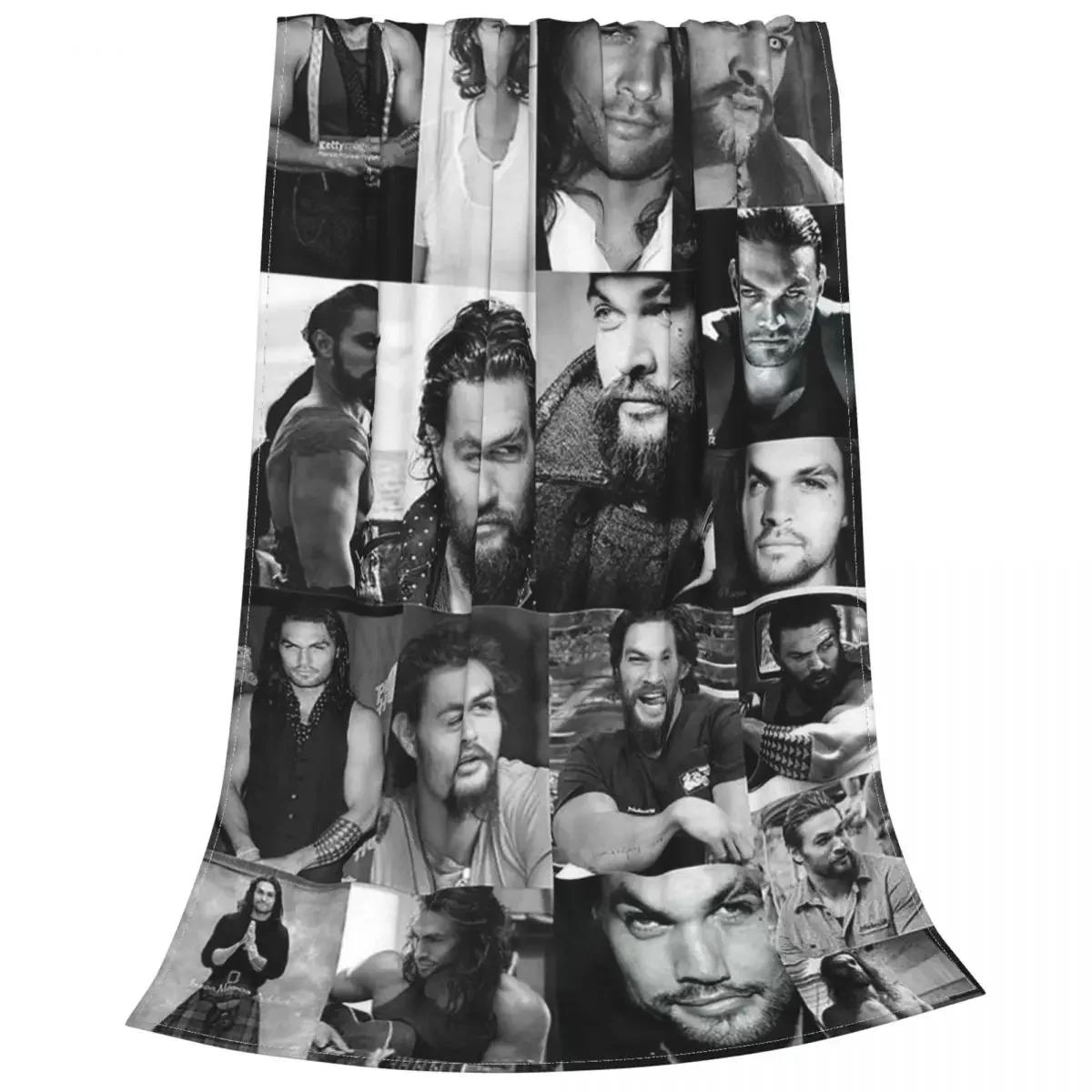 

Jason Momoa Movie Actor Plaid Blankets Flannel Winter Star Art Collage Warm Throw Blankets for Home Couch Bedding Throws 75x90cm