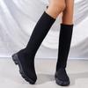 Herbst und Winter Neue Mode Übergröße Damenstiefel, Mittelhohe Stretchsocken, Stiefel, Muffins, Plateaustiefel im Martin-Stil